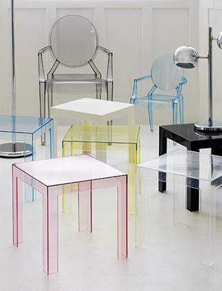 Kartell JOLLY クリア KARTELL table basse JOLLY (Fumé Clair - Polycarbonate